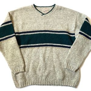 Vintage Woolrich Sweater - V Neck - Grey, Green, Blue